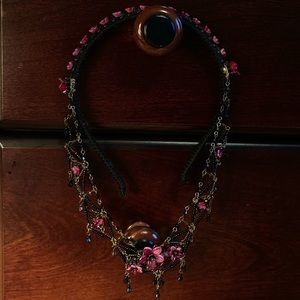 hand crafted black jewel and rose headpiece